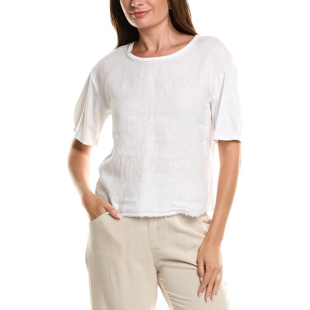 Xcvi Womens  Esti Linen T-Shirt, White